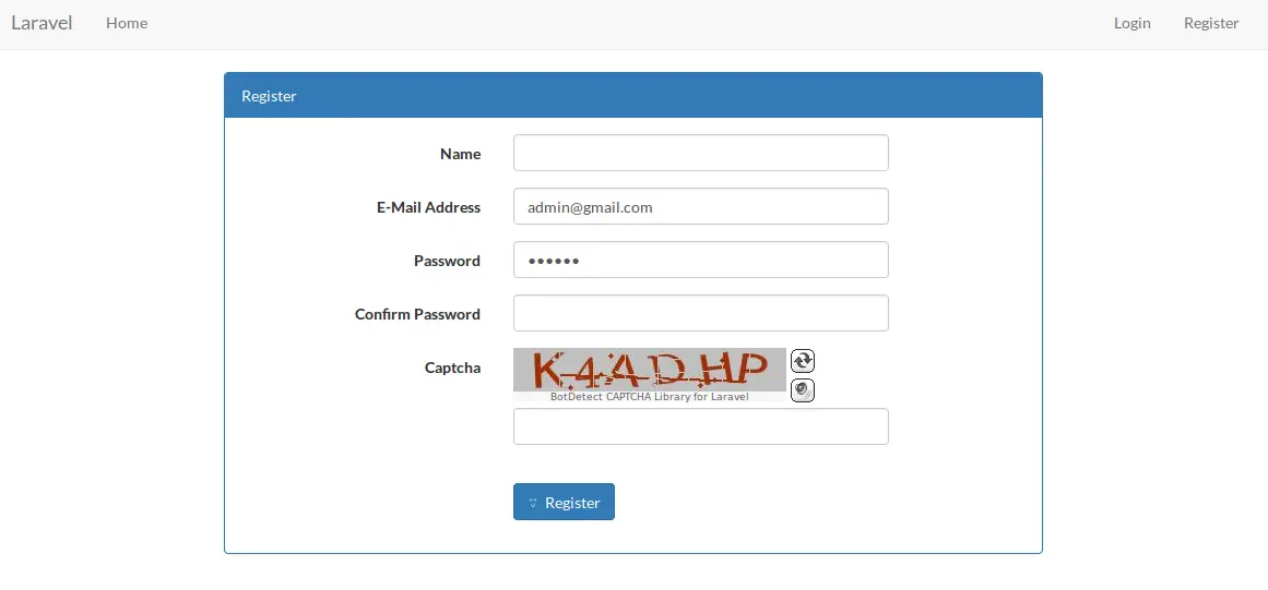 Laravel - Generate Captcha code and Validation example using BotDetect package