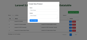 Laravel 5.8 ajax crud tutorial using datatable js - itsolutionstuff.com