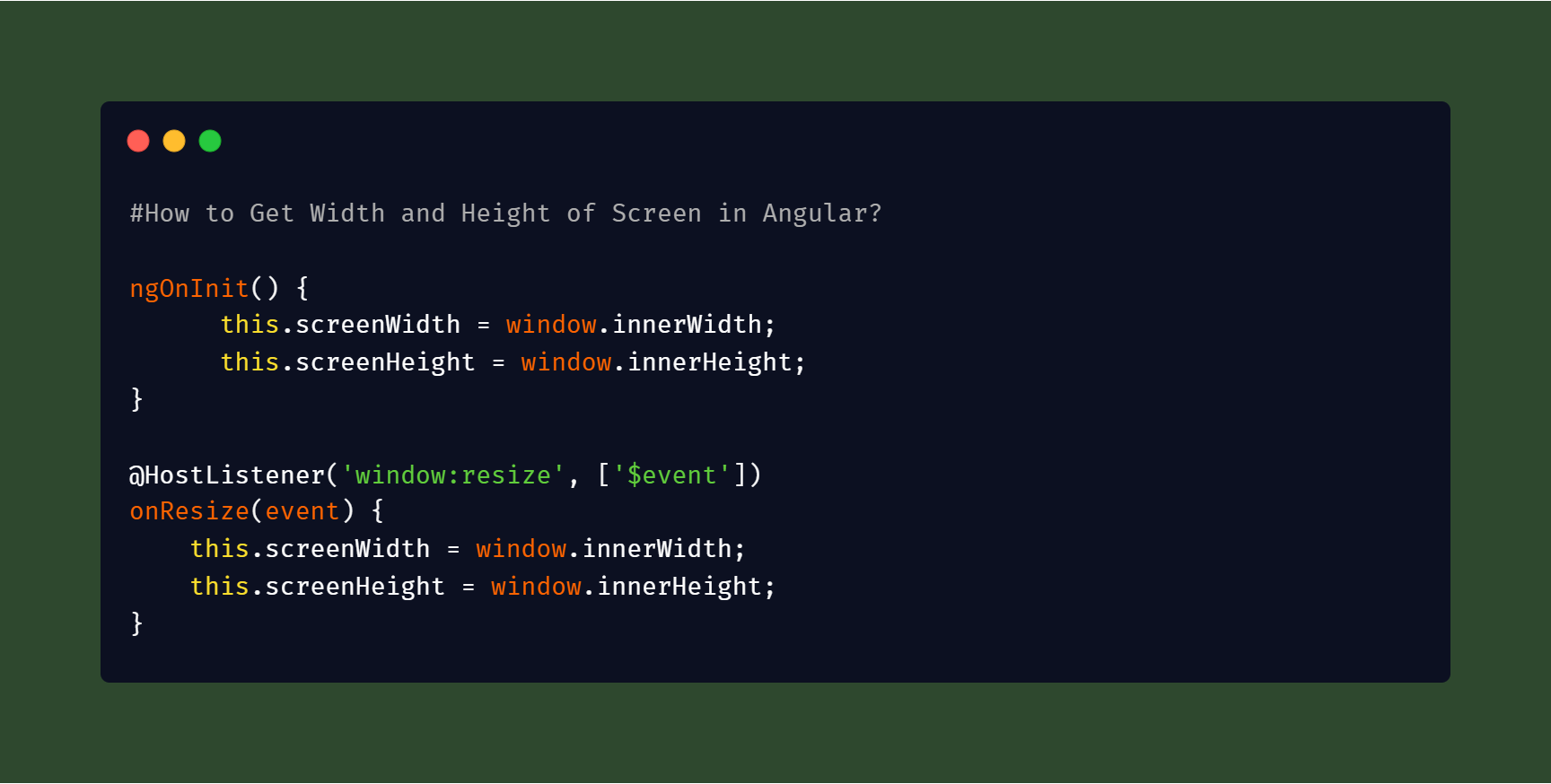How to Get Width and Height of Screen in Angular?