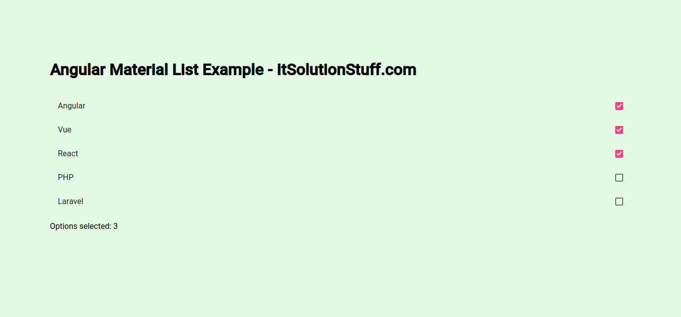 poll Grafiek Doe herleven Angular Material Selection List Example | Angular mat-selection-list -  ItSolutionStuff.com