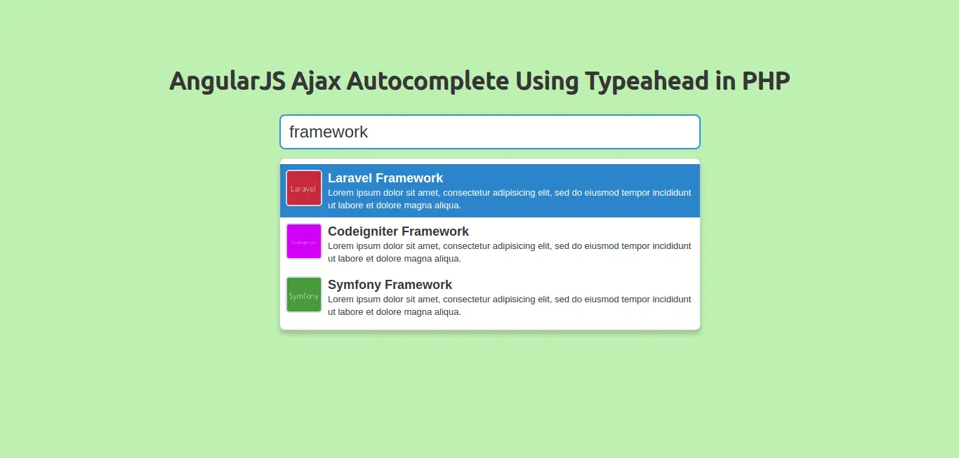 AngularJS Ajax Autocomplete Using Typeahead in PHP Example