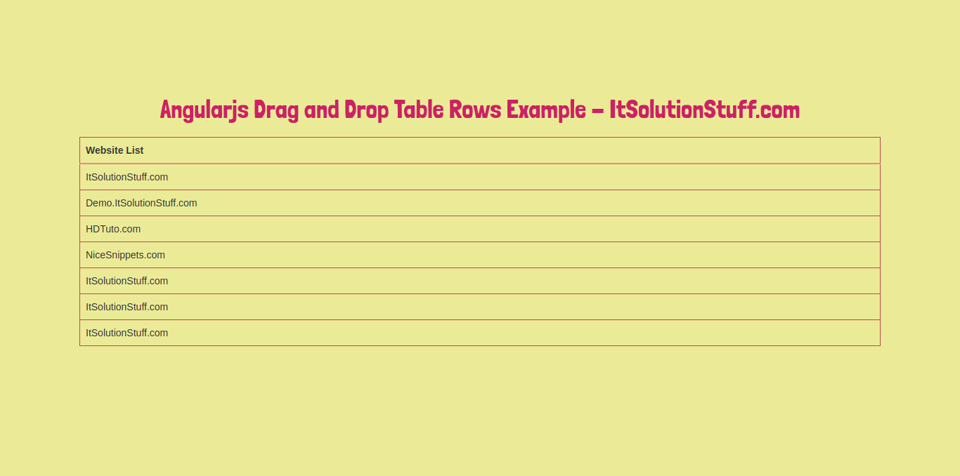 AngularJS Drag and Drop Table Rows Example with Demo