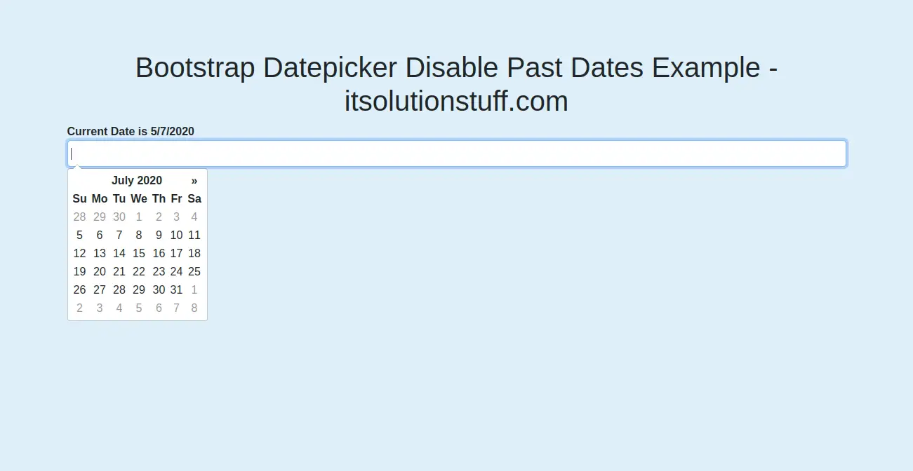 how to Disable Previous Date in Bootstrap Datepicker ...
