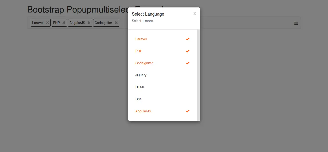 Bootstrap Multiselect Dropdown in Popup Example