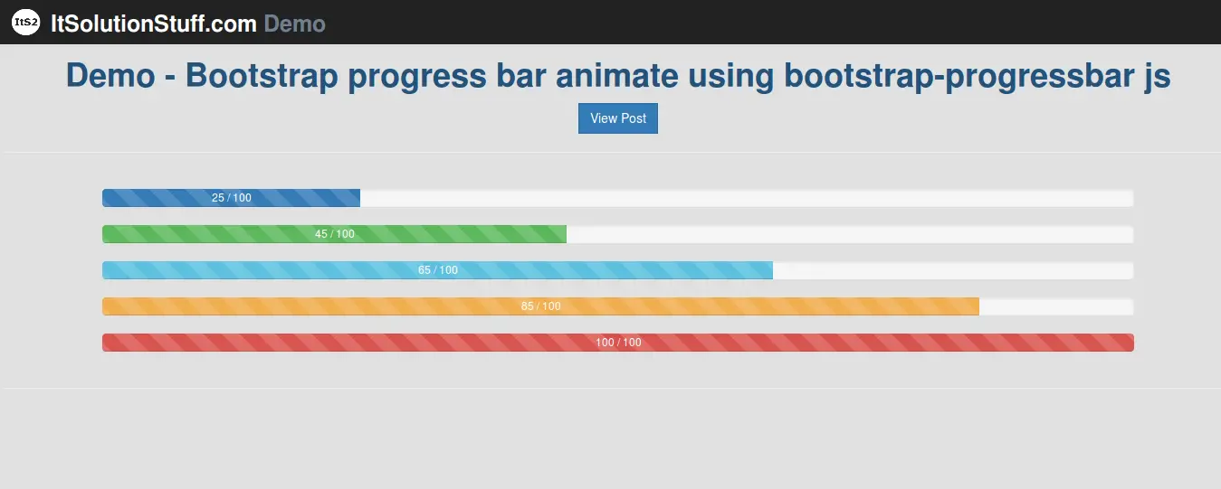 Bootstrap Animated Progress Bar using Bootstrap-progressbar JS