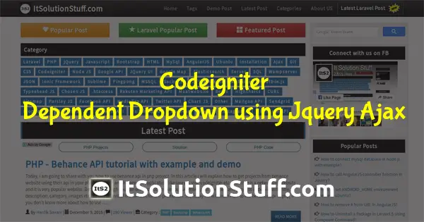 Codeigniter Dynamic Dependent Dropdown using Ajax Example