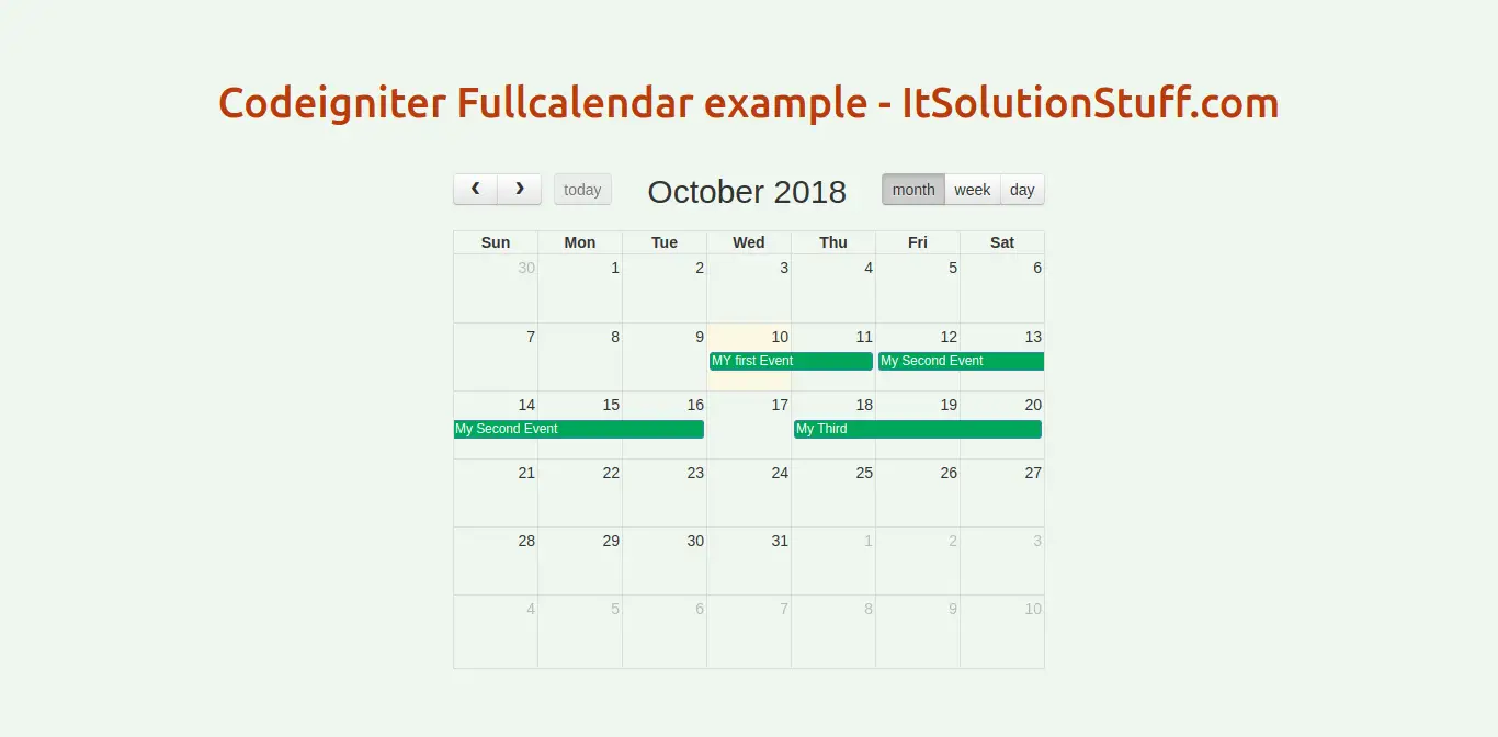 Codeigniter Implement Fullcalendar Example Tutorial - ItSolutionStuff.com Codeigniter Implement Fullcalendar Example Tutorial - ItSolutionStuff.com