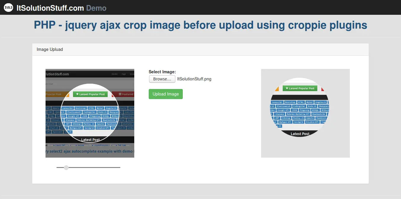 PHP Crop Image Before Upload using Croppie JS Example
