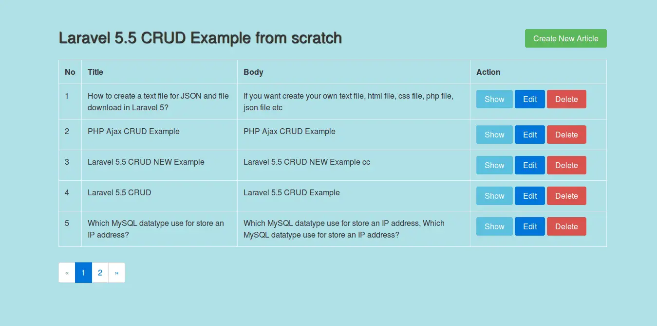 Laravel 5.5 CRUD Example from scratch