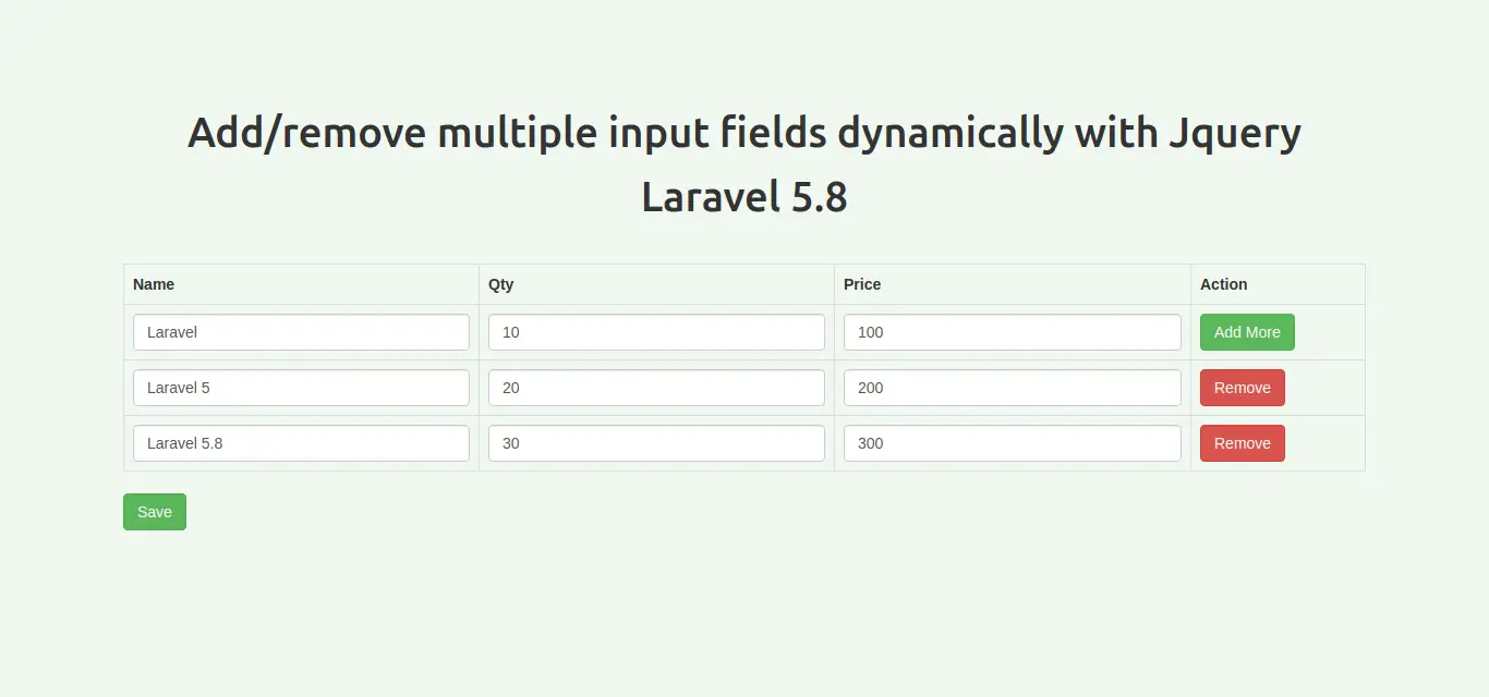 Laravel Dynamically Multiple Add Or Remove Input Fields Using Jquery