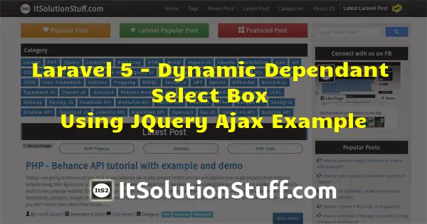 Laravel - Dynamic Dependant Select Box using JQuery Ajax Example - Part 2