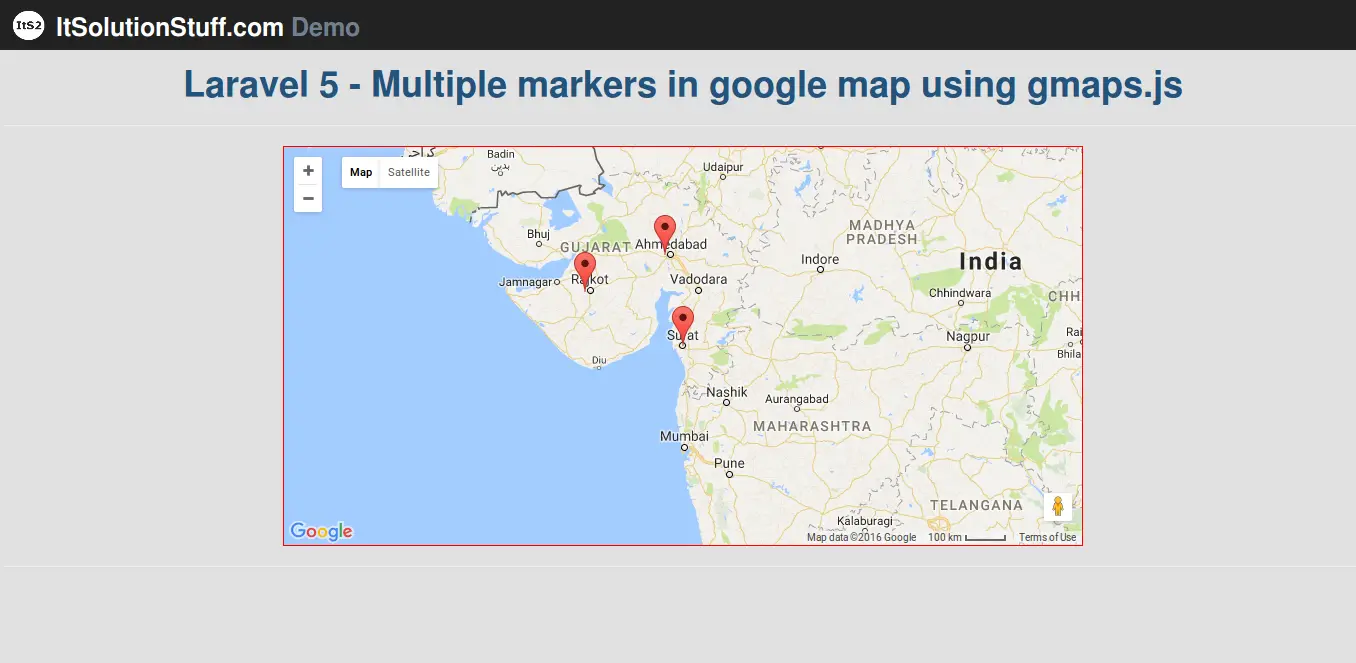 Laravel Multiple Markers in Google Map using Gmaps.js