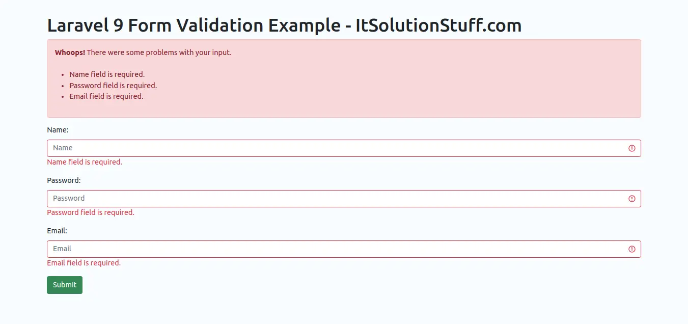 Tutorial примеры. I-9 form. Validation messages