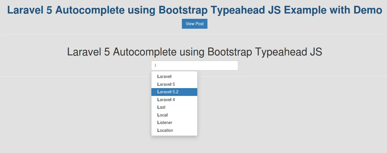 Laravel 5 Autocomplete using Bootstrap Typeahead JS Example with Demo