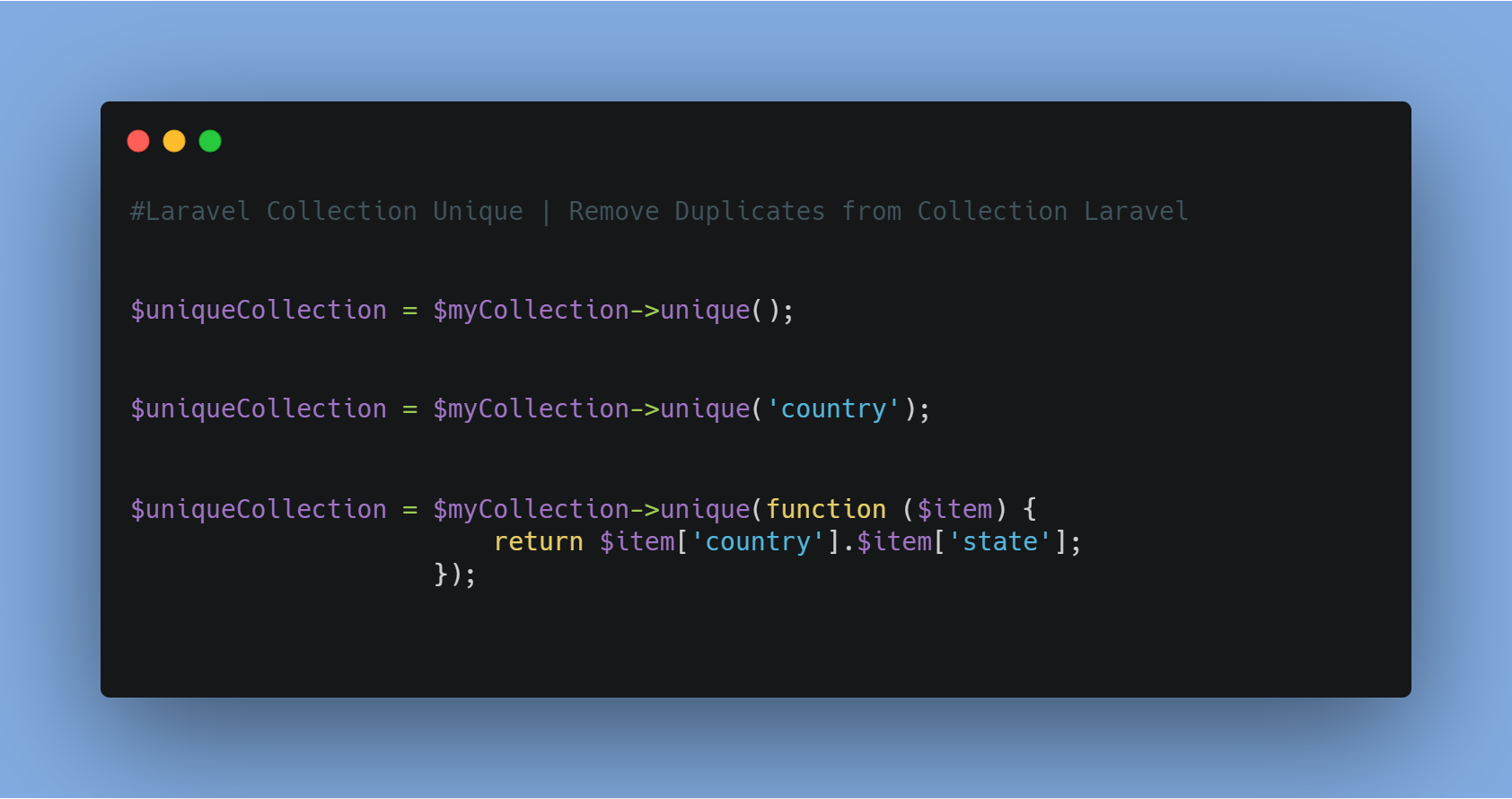 Laravel Collection Unique | Remove Duplicates from Collection Laravel