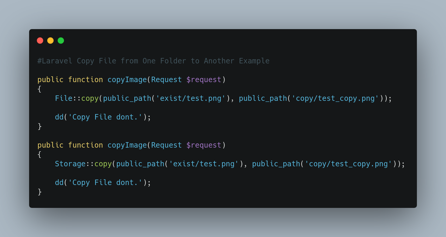 Laravel Copy File from One Folder to Another Example