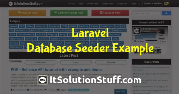 Laravel - Example of Database Seeder with insert sample data