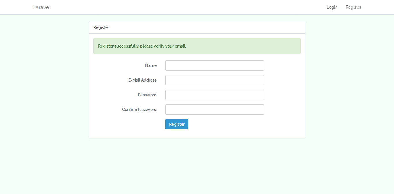 Laravel 5 email verification with activation code example