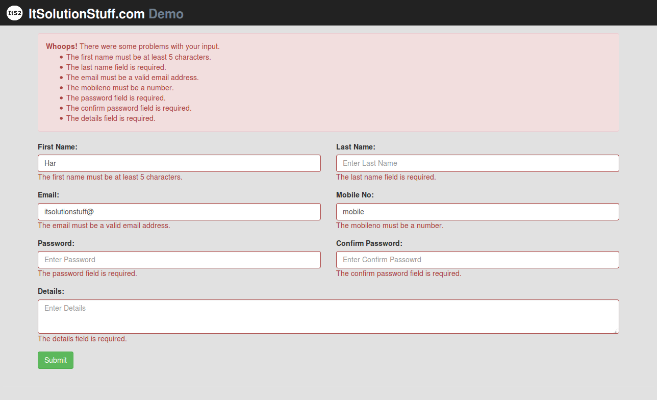 Laravel 5 3 Form Input Validation Rules Example With Demo 