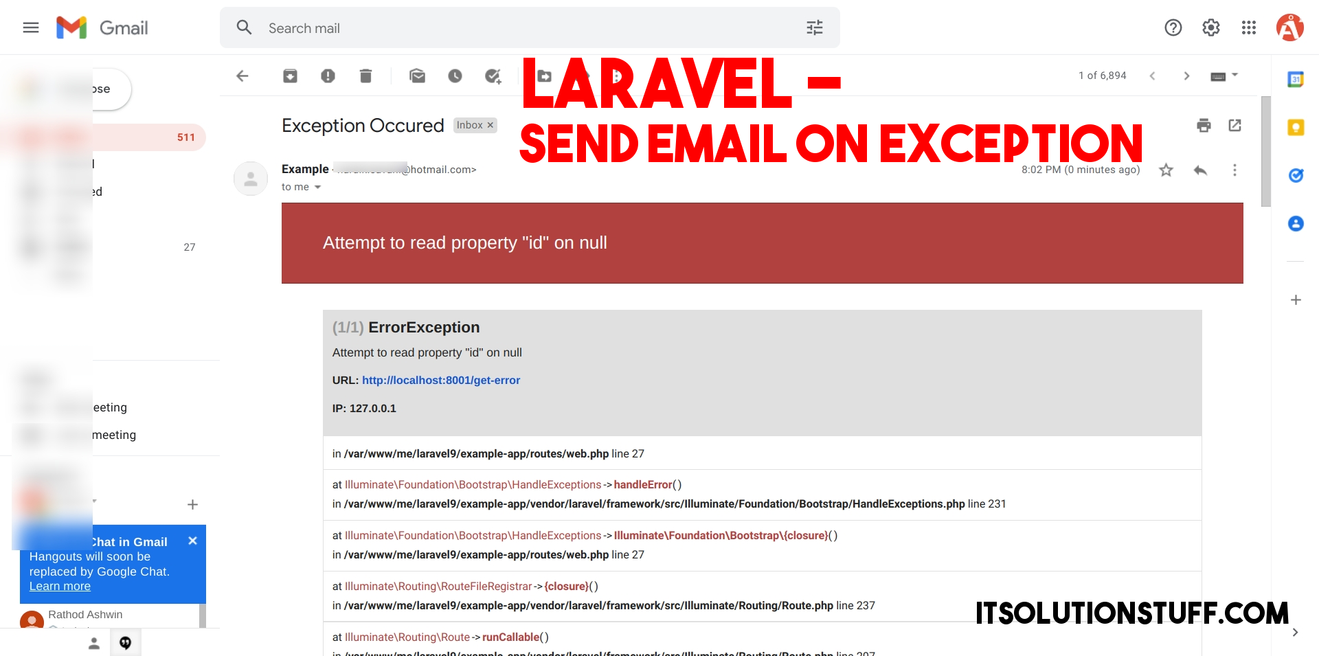 Send Email Alert to Admin when Error Exceptions occurs in Laravel - Dwij -  An Open Source Bird