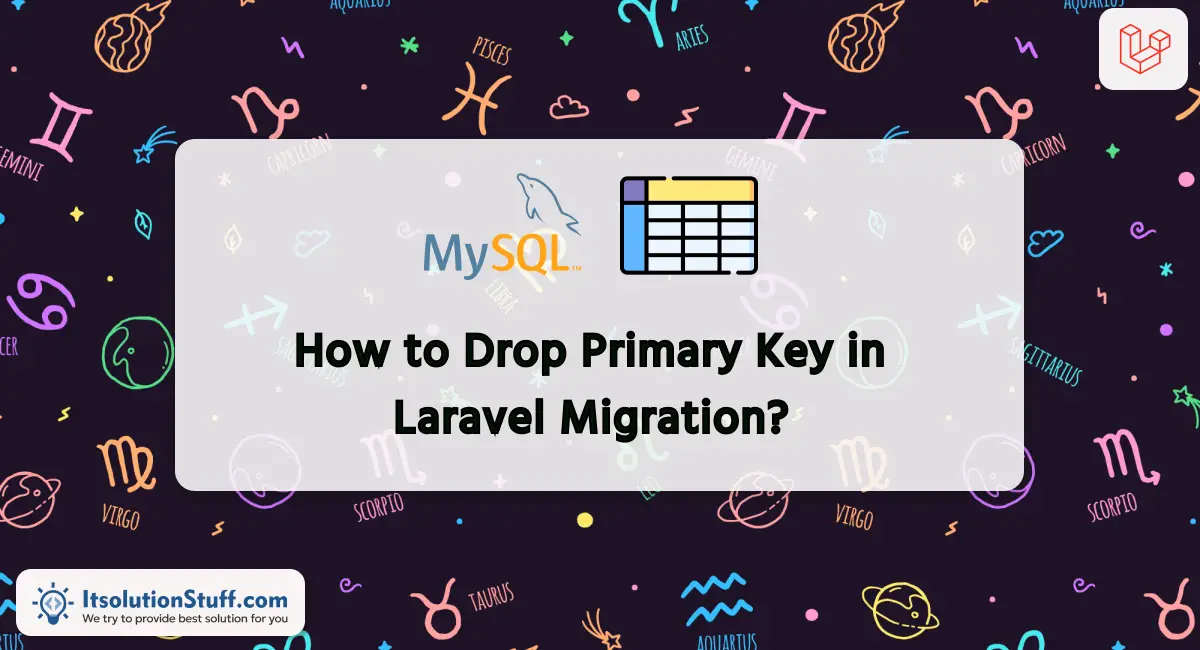 How to Drop Primary Key in Laravel Migration?
