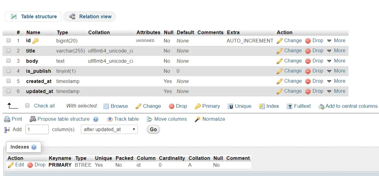 laravel 11 migration output