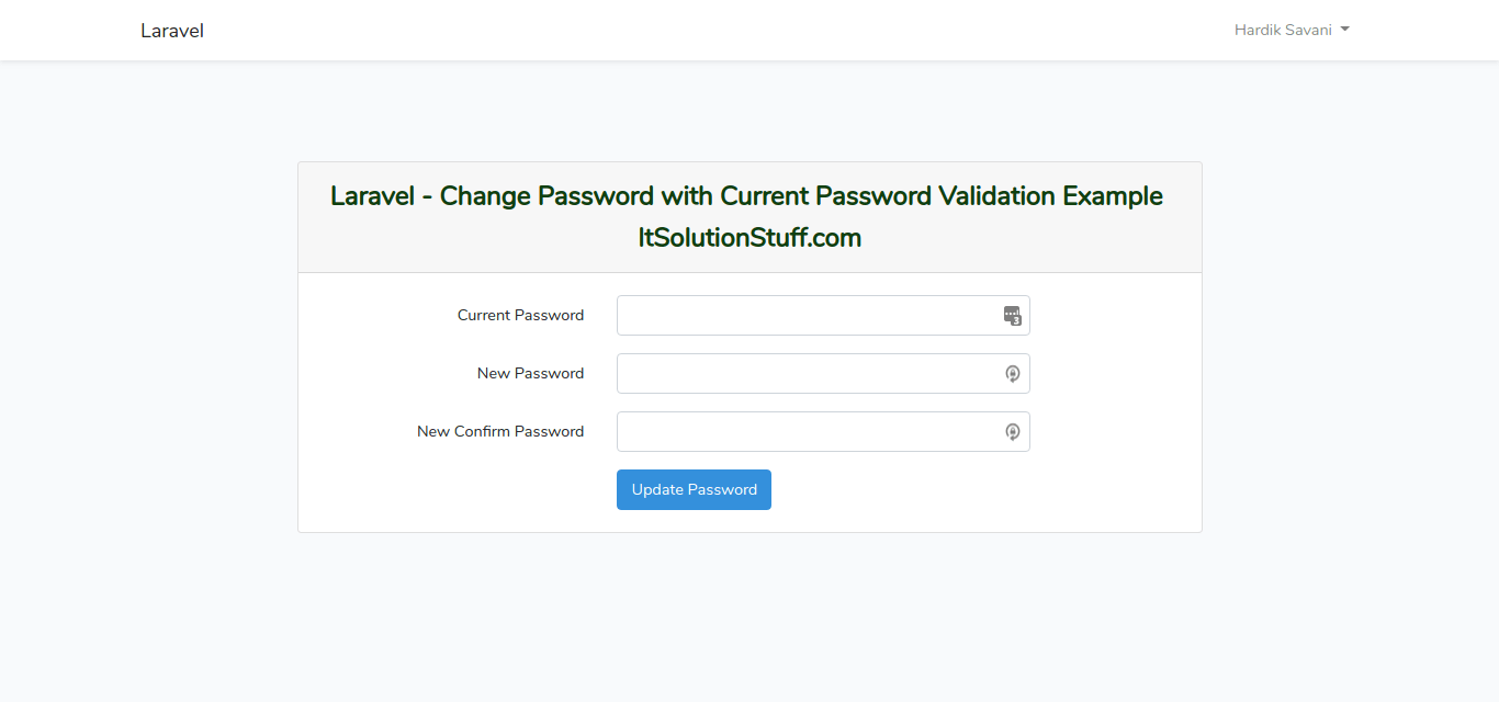 Laravel Change Password With Current Password Validation Example Itsolutionstuff Com