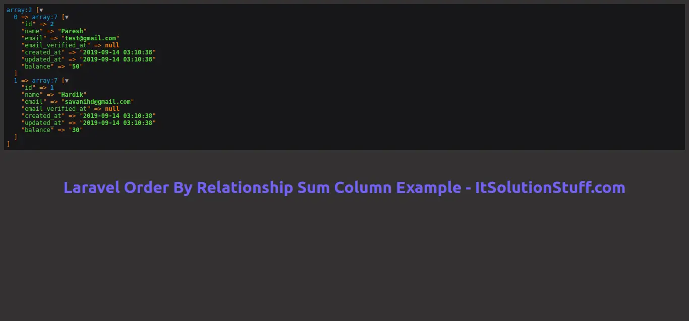 Laravel Order By Relationship Sum Column Example