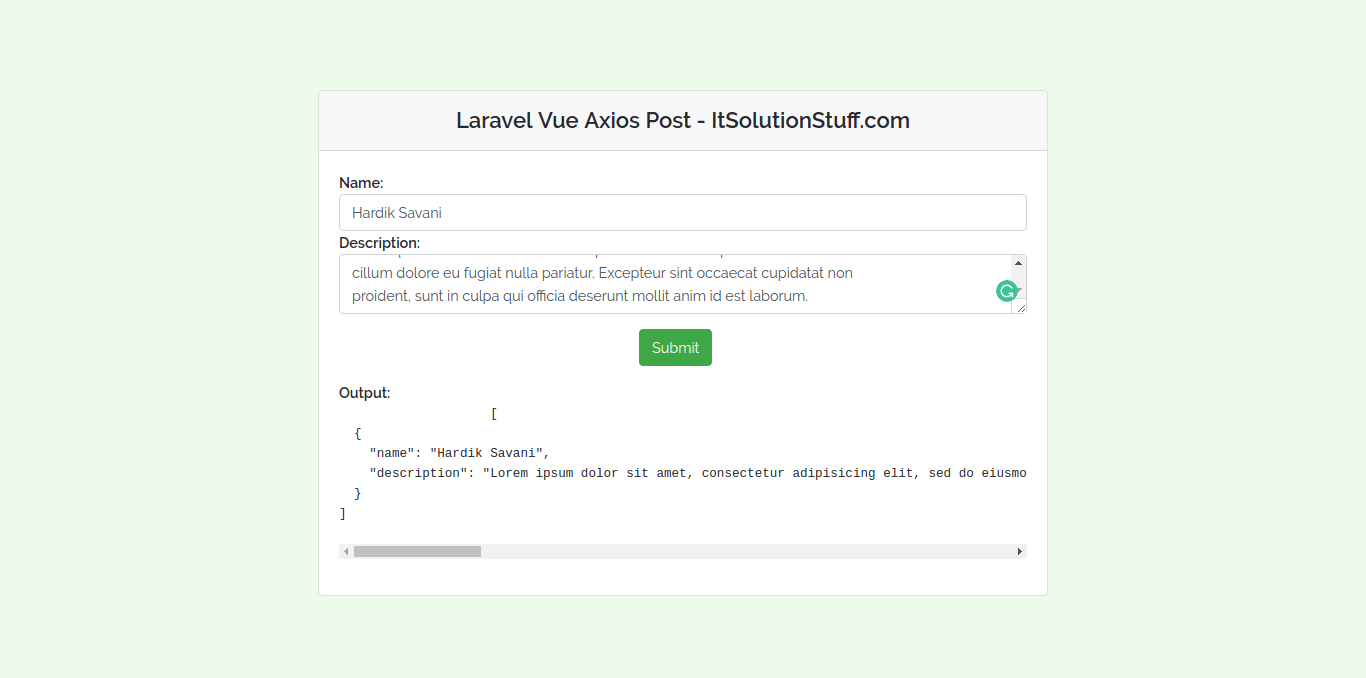 Laravel Vue JS Axios Post Request Example