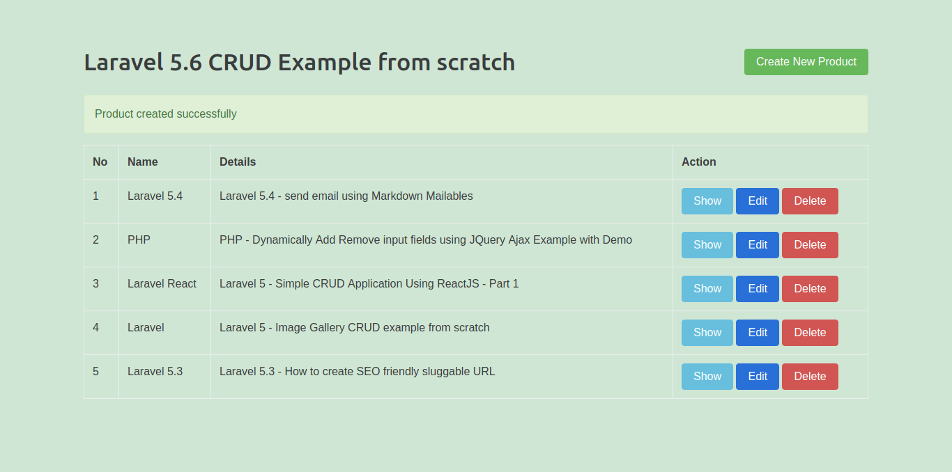 Laravel 5.6 CRUD Application for Starter