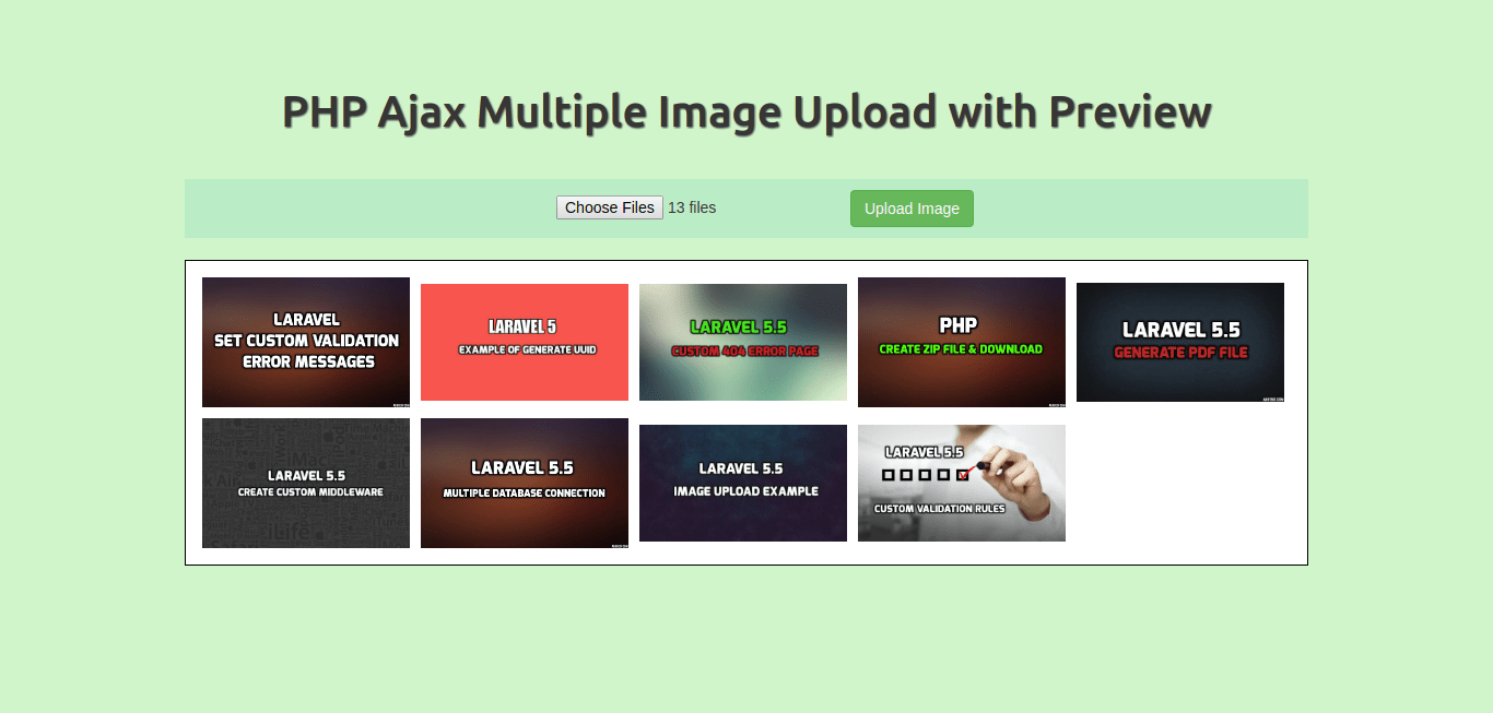 PHP Ajax Multiple Image Upload with Preview Example