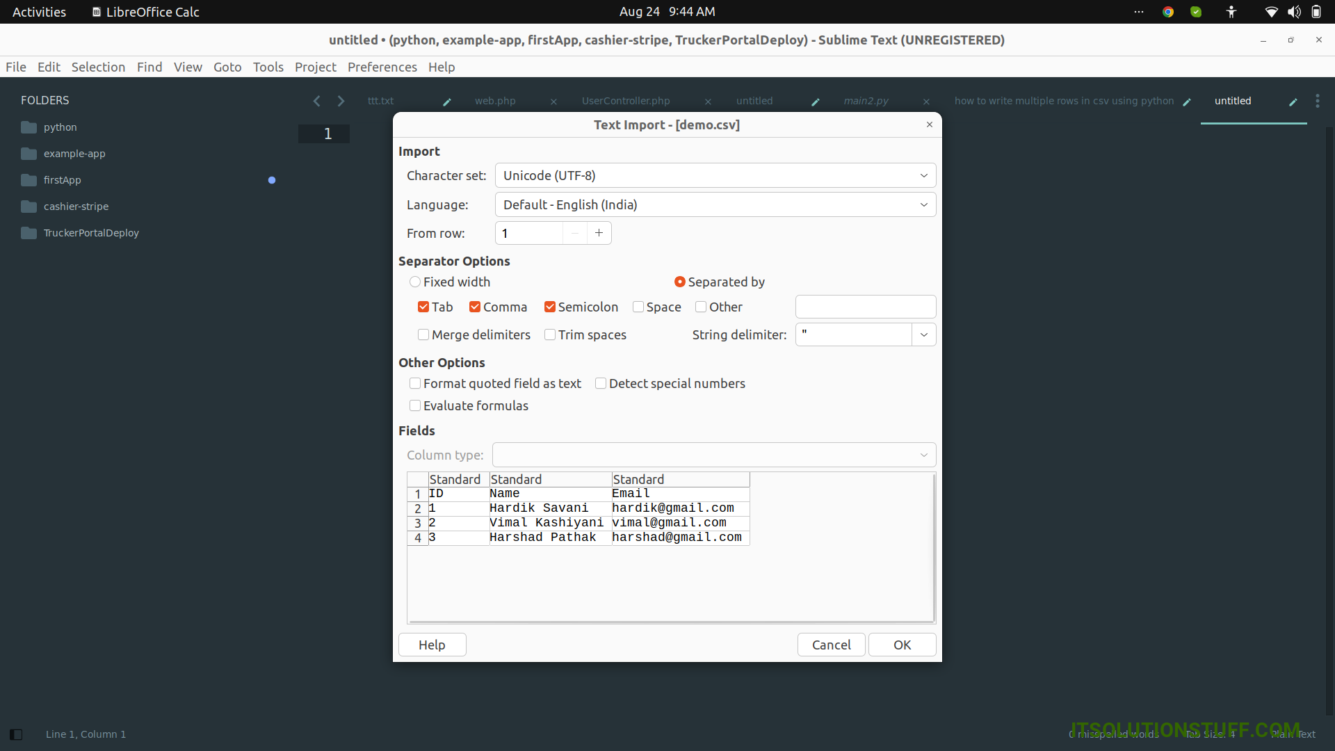 how-to-write-multiple-rows-in-csv-using-python-itsolutionstuff