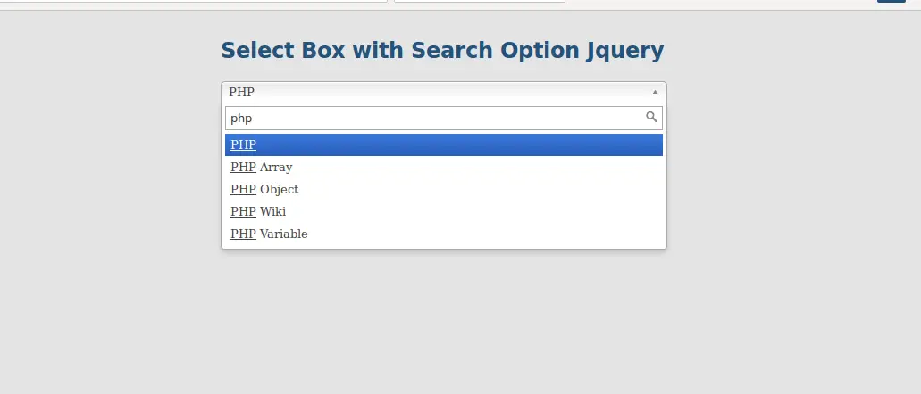JQuery Select Box with Search Option using Chosen Plugin