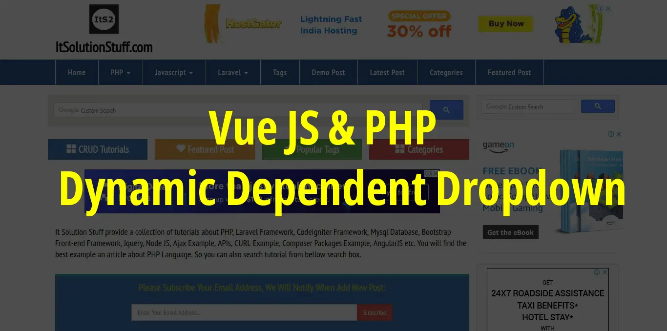 Dynamic Dependent Dropdown using VueJS and PHP